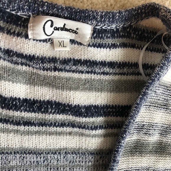 Navy and Grey Cardigan with Fringe - Picture 2 of 5